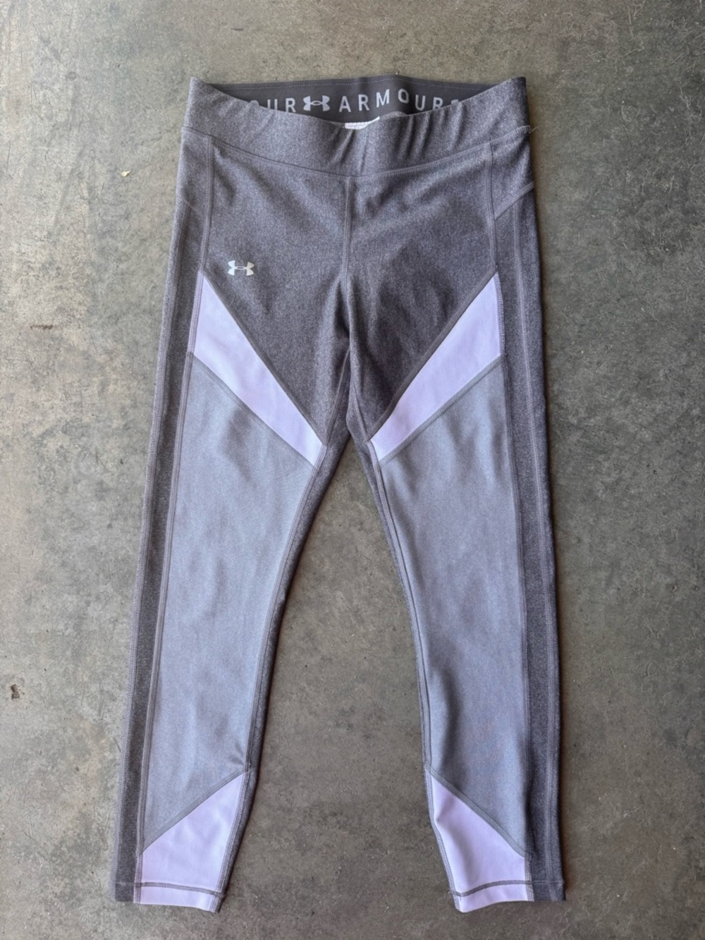 Under Armour Women’s Gray and Lavender Colorblock Performance Leggings
